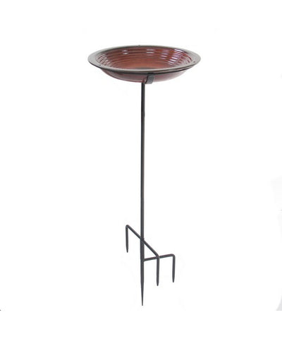 Bird Bath Staked Rustic Red