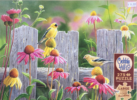 Puzzle Garden Goldfinches, Pink and Gold